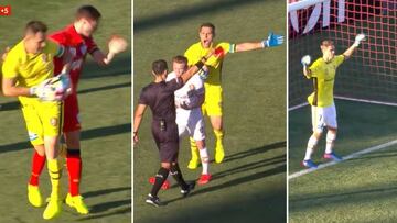 ¿Habías visto alguna vez un penalti por codazo del portero?