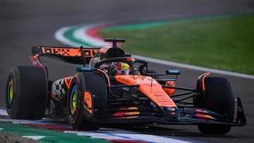 McLaren's Australian driver Oscar Piastri races during a qualifying session for the 2025 Emilia Romagna Formula One Grand Prix at the Imola autodrome in Imola, on May 17, 2025. (Photo by Andrej ISAKOVIC / AFP)