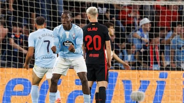 Ilaix Moriba celebra el primer gol del Celta ante el Barcelona.