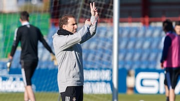 Arrasate durante el entrenamiento de esta mañana