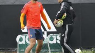 André Gomes, en un entrenamiento con el Valencia.
