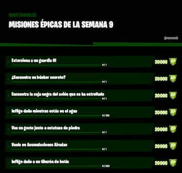 Fortnite Temporada 5: desafíos y misiones filtradas Semana 9