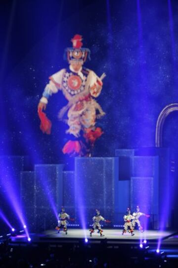 Vista de una coreografía con motivos de Perú en la clausura de los Juegos Panamericanos 2015 en Toronto.