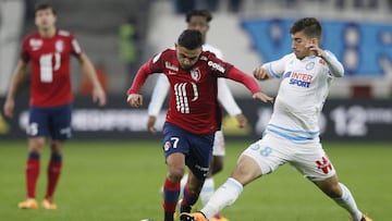 Lucas Silva (right) in action for  Olympique Marseille. 