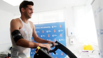 Javi L&oacute;pez realiza las pruebas m&eacute;dicas del reconocimiento previo a la pretemporada del Espanyol.