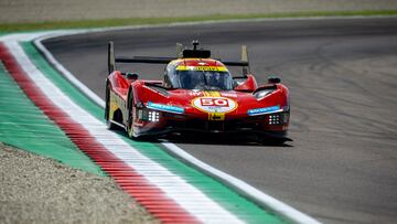 El Ferrari #50 de Molina, en los libres de las 6 Horas de Ímola del WEC.