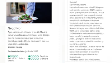 Impertinente rese?a de un cliente y ¡°respuesta impecable¡± del restaurante