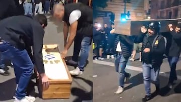 Aficionados del Genoa hacen funeral como burla al descenso de Sampdoria a la Serie C