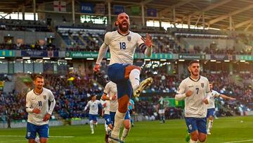 Muriqi celebra un gol con la selección de Kosovo