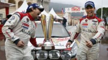 Loeb y Elena, en el Rally de Montecarlo 2013.