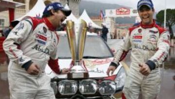 Loeb y Elena, en el Rally de Montecarlo 2013.