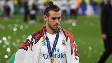 Gareth Bale, durante la celebración de la Decimotercera.