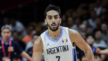 WUHAN, CHINA - AUGUST 31:  Facundo Campazzo #7 of Argentina drives against Korea during FIBA Basketball World Cup China 2019 Group B at Wuhan Sports Center on August 31, 2019 in Wuhan, China.  (Photo by Wang HE/Getty Images)  (Photo by Wang He/Getty Images)