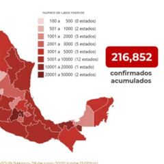 Mapa y casos de coronavirus en México por estados hoy 29 de junio