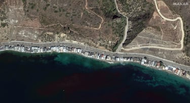 Una imagen satélite muestra la Pacific Coast Highway a lo largo de la costa de Malibú antes de los devastadores incendios forestales, California.