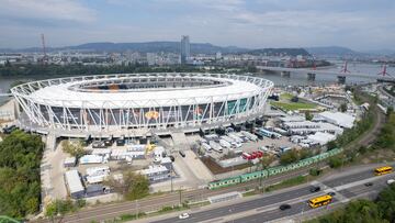 Budapest (Hungary), 17/08/2023.- An image taken with drone shows the National Athletics Centre, venue of the World Athletics Championships in Budapest, Hungary, 17 August 2023. Budapest hosts the 19th edition of the World Athletics Championships between 19 and 27 August. (Mundial de Atletismo, Hungría) EFE/EPA/Zoltan Mathe HUNGARY OUT