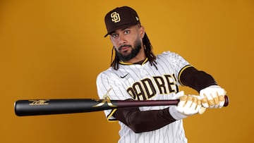 PEORIA, ARIZONA - FEBRUARY 19: Fernando Tatis Jr. #23 of the San Diego Padres poses for a portrait during photo day at the Peoria Sports Complex on February 19, 2025 in Peoria, Arizona. Steph Chambers/Getty Images/AFP (Photo by Steph Chambers / GETTY IMAGES NORTH AMERICA / Getty Images via AFP)