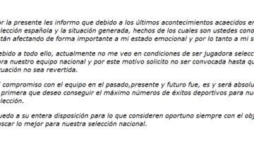 Sale a la luz la carta íntegra que las 15 mandaron a la RFEF