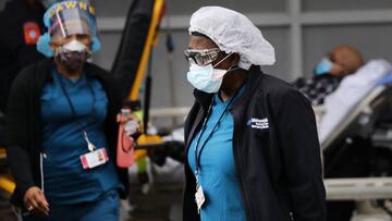 Medical workers at Maimonides Medical Center in Brooklyn. 