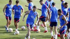 Los jugadores del Atl&eacute;tico, durante un entrenamiento.