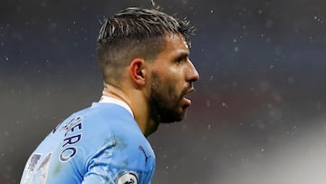 Sergio Agüero en un partido con el Manchester City.