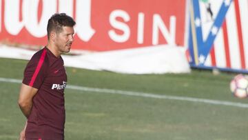 Simeone, durante la sesión de hoy.