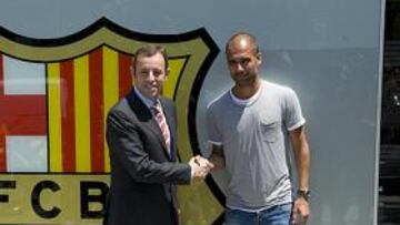 <b>ACUERDO. </b>Rosell espera un apretón de manos bien pronto con Pep