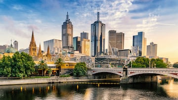 Looking across the Yarra river from Southbank to the city of Melbourne