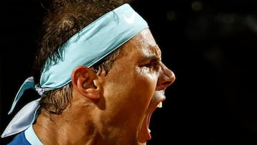 Tennis - ATP Masters 1000 - Italian Open - Foro Italico, Rome, Italy - May 12, 2022 Spain's Rafael Nadal reacts during his third round match against Canada's Denis Shapovalov REUTERS/Guglielmo Mangiapane TPX IMAGES OF THE DAY