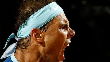 Tennis - ATP Masters 1000 - Italian Open - Foro Italico, Rome, Italy - May 12, 2022 Spain's Rafael Nadal reacts during his third round match against Canada's Denis Shapovalov REUTERS/Guglielmo Mangiapane     TPX IMAGES OF THE DAY