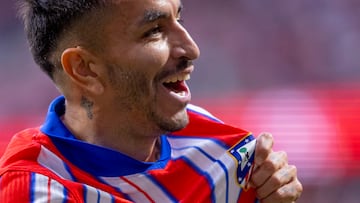Ángel Correa celebrando un gol con el Atlético en su último partido en el Metropolitano.