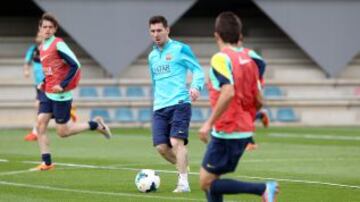 Leo Messi durante el entrenamiento del viernes.