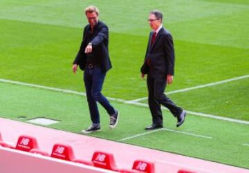 Jürgen Klopp and club owner John W. Henry during the opening of  the new stand and facilities at Anfield.