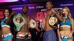 Terence Crawford y Julius Indongo durante el pesaje previo a su combate.