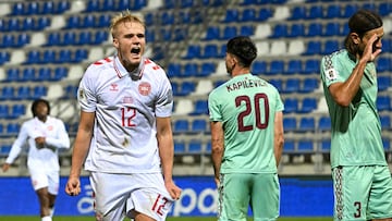 Froholdt celebra su gol ante Bielorrusia.