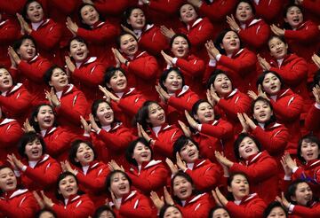 The North Korean cheerleaders.