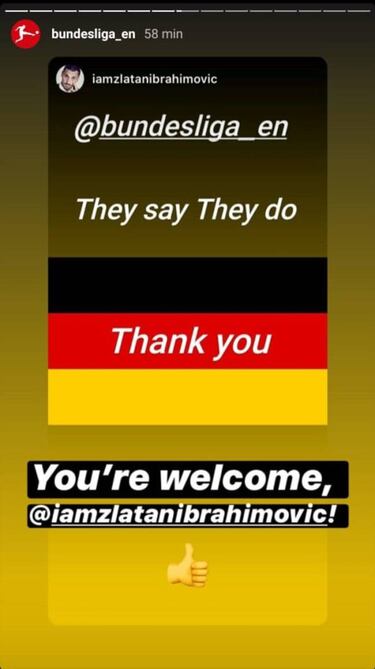Zlatan agradece el regreso de la Bundesliga después del COVID-19