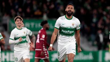 Tete Morente celebra un gol al Alcorcón la pasada jornada.