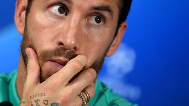 Real Madrid's Spanish defender Sergio Ramos attends a press conference at the TT Ali Samiyen sport complex, on the eve of the UEFA Champions League Group A football match between Galatasaray and Real Madrid in Istanbul, on October 21, 2019. (Photo by Ozan