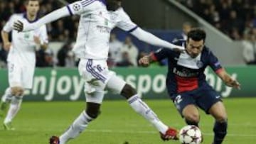 Kouyaté, en un partido de Champions ante el PSG.