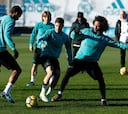 Benzema, Ramos y Llorente se entrenaron al margen