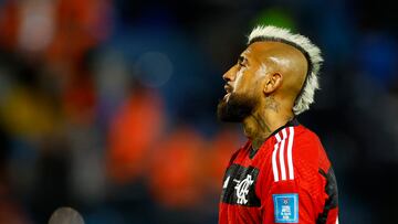 Soccer Football - Club World Cup - Semi Final - Flamengo v Al Hilal - Grand Stade de Tanger, Tangier, Morocco - February 7, 2023 Flamengo's Arturo Vidal looks dejected after the match REUTERS/Andrew Boyers