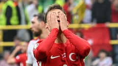 Turkey's forward #08 Arda Guler reacts to a missed chance during the UEFA Euro 2024 Group F football match between Turkey and Georgia at the BVB Stadion in Dortmund on June 18, 2024. (Photo by Alberto PIZZOLI / AFP)