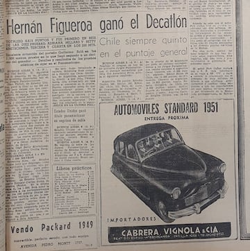 La noticia publicada en El Mercurio de Valparaíso, el 6 de marzo de 1951.