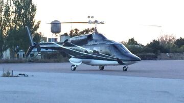 El helicóptero en el que viajarán Santiago Ascacíbar, Lucas Rodríguez y Juan Foyth tras el partido ante Boca Juniors.