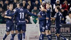 GRAFCVA6578. REQUENA, 01/11/2023.-El jugadores de la Real Sociedad celebran el gol marcado al CD Buñol durante el partido correspondiente a la Copa del Rey jugado en el estadio Tomás Berlanga de Requena, (Valencia) .EFE/ Ana Escobar
