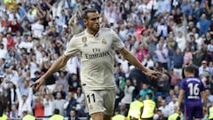 Gareth Bale celebra un gol en el Santiago Bernab&eacute;u.