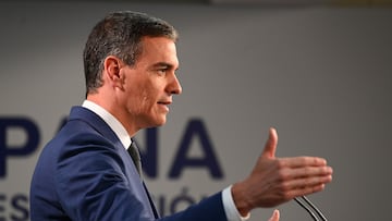 El presidente del Gobierno, Pedro Sánchez, durante su comparecencia ante los medios de comunicación tras finalizar la reunión del Consejo Europeo, a 18 de abril de 2024,  en Bruselas (Bélgica). En la rueda de prensa al término del Consejo Europeo, Sánchez ha recalcado que España va a reconocer a Palestina.
18 ABRIL 2024
Moncloa
18/04/2024