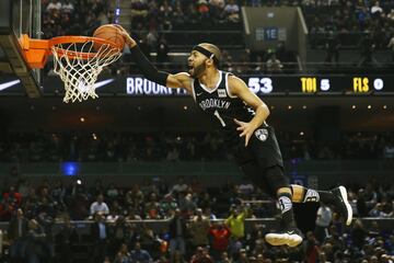 Basketball - NBA Global Games - Brooklyn Nets v Miami Heat - Arena Mexico, Mexico City, Mexico December 9, 2017. A performer dunks a ball during the half-time show. REUTERS/Edgard Garrido