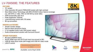 Sharp lanza en Europa su carísima televisión 8K de 70 pulgadas